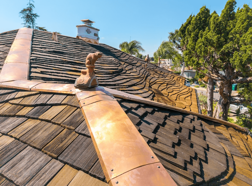 The top of the roof on a artisan roof.