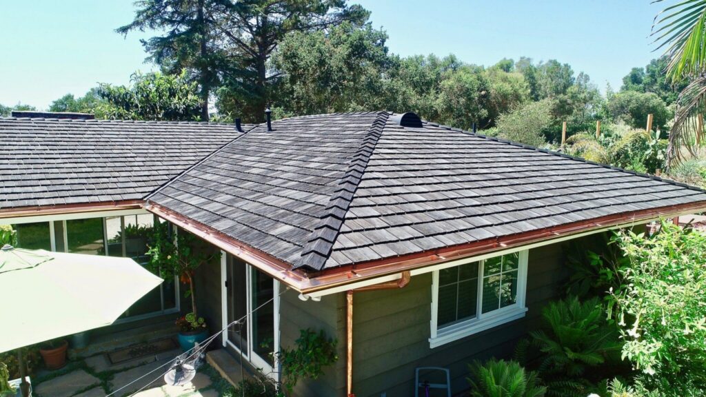 High-end synthetic cedar shake roof designed for lasting durability.