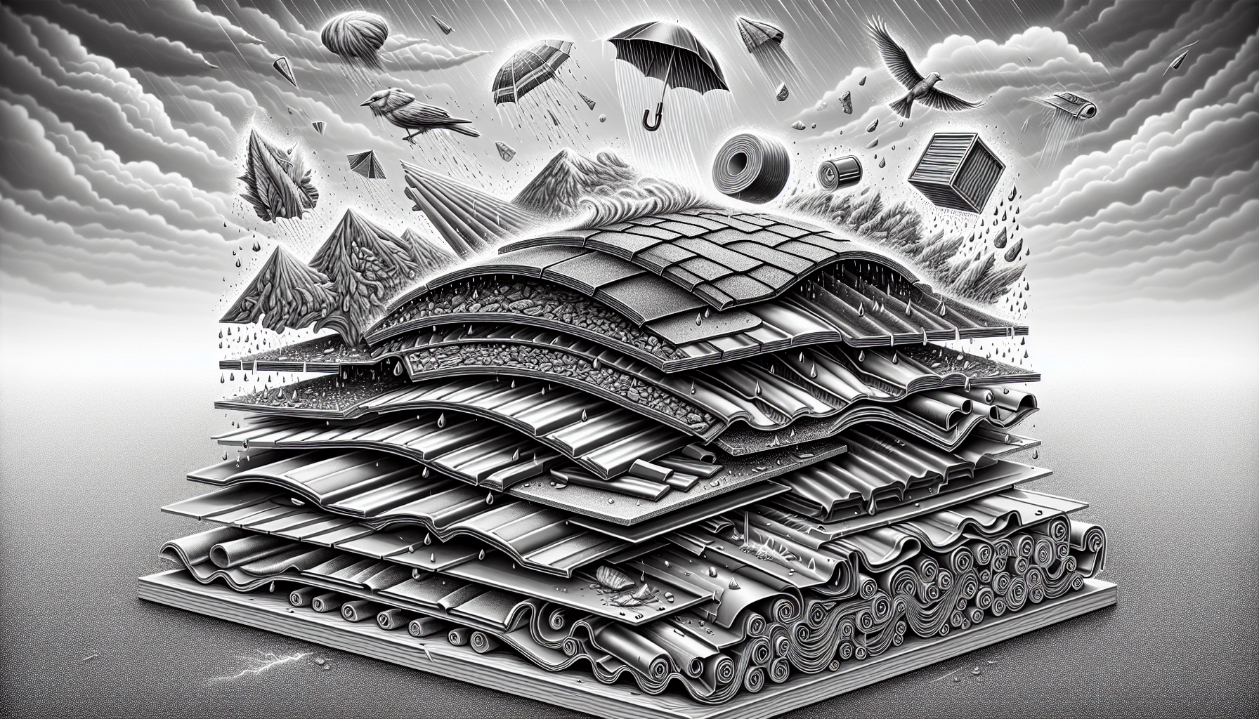 An image depicting nature’s elements that can affect a roof.