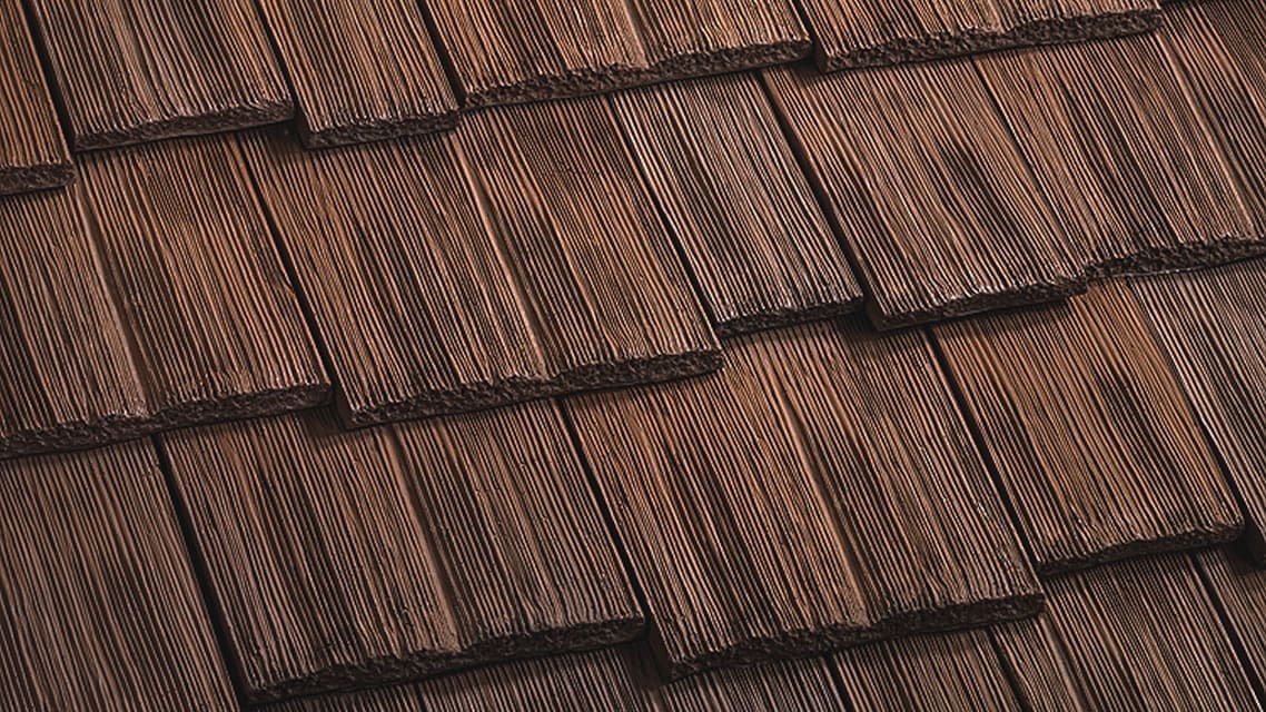 A close up image of Cedar shake roof.
