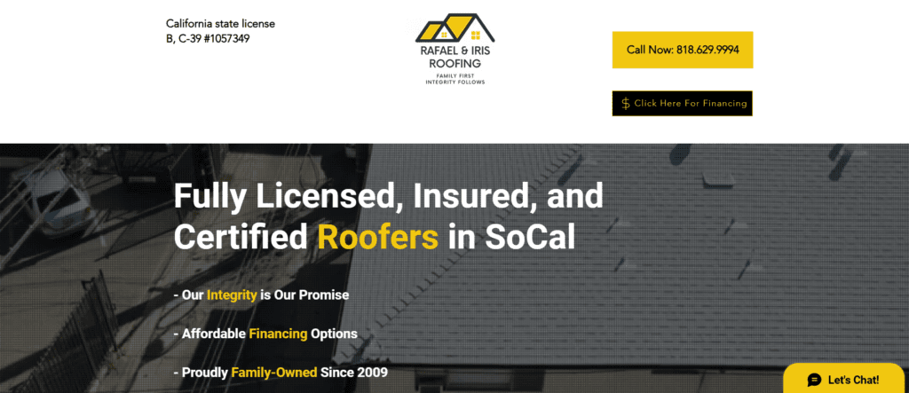 Southern CA roofing website.