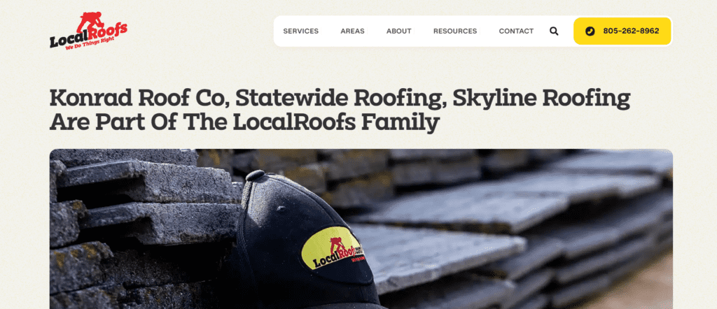 California roofing website.