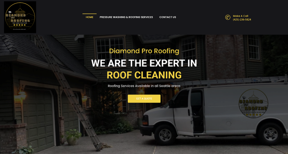 Diamond Pro Roofing LLC website preview.
