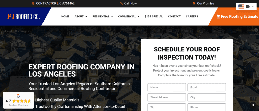 J&J Roofing website.