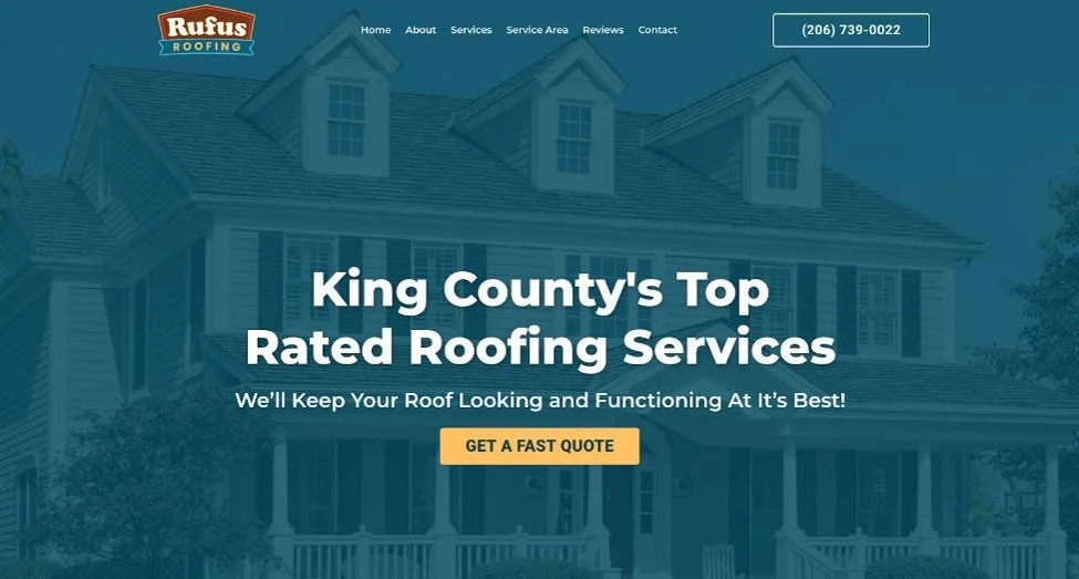 Website screenshot for Rufus Roofing.