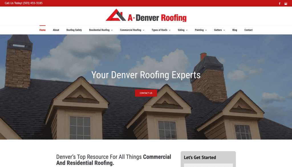  A-Denver Roofing roofing services homepage banner highlighting the best roofers in Denver, CO.   