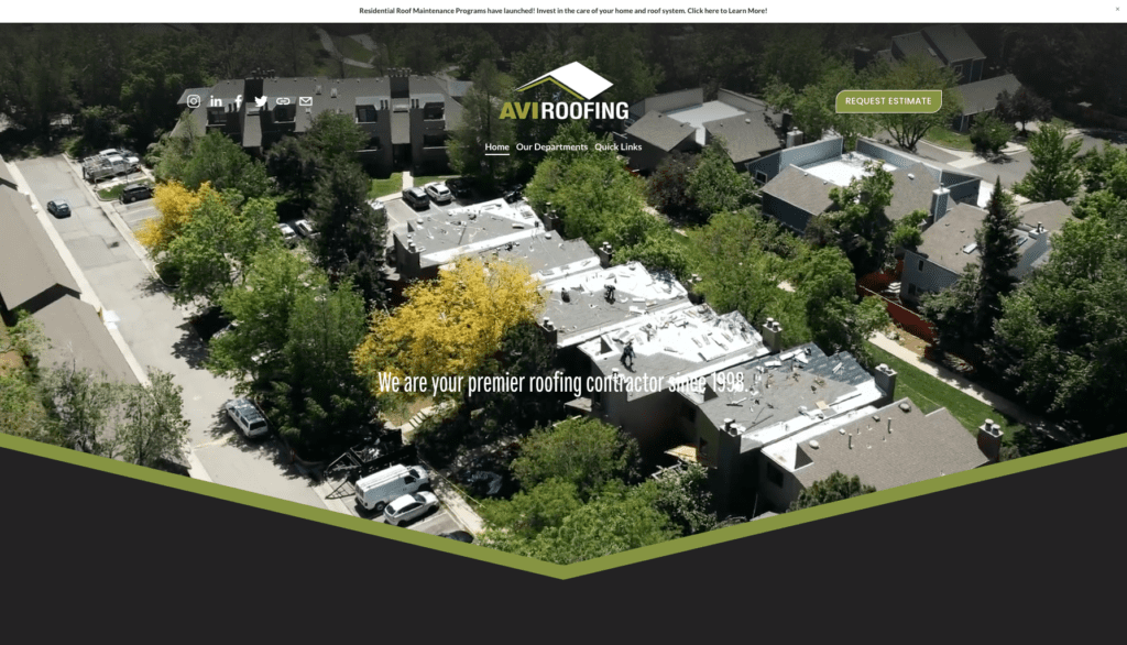 AVI Roofing, Inc. roofing services homepage banner highlighting the best roofers in Denver, CO.   