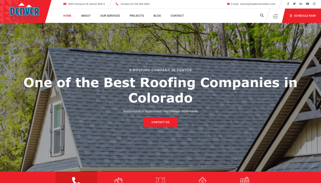 Denver Roofers LLC homepage banner highlighting the best roofers in Denver, CO.   
