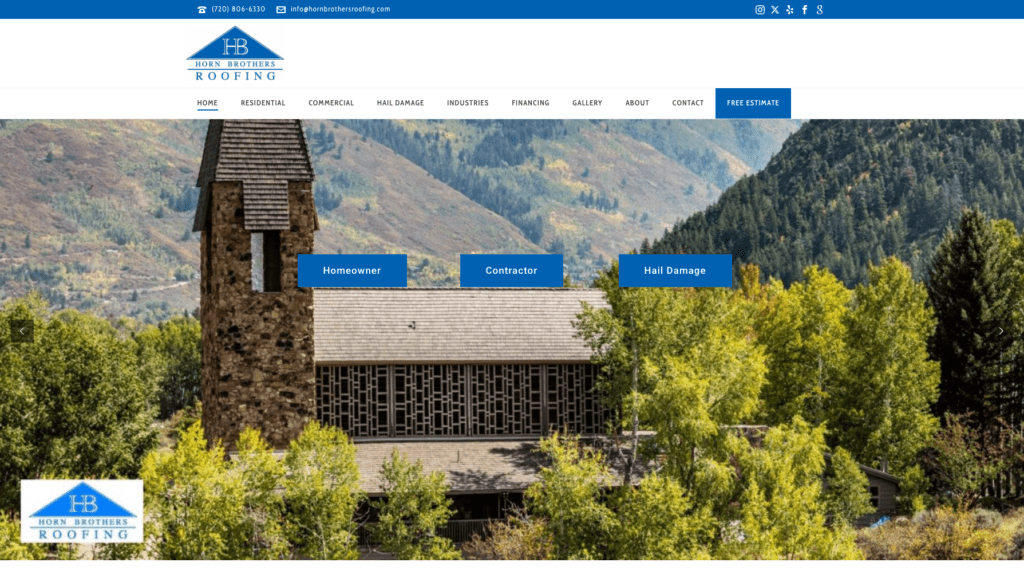 Horn Brothers Roofing homepage banner highlighting the best roofers in Denver, CO.   