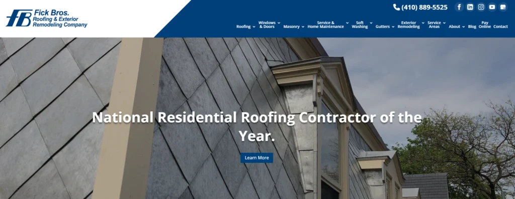 Fick Bros roofing website.