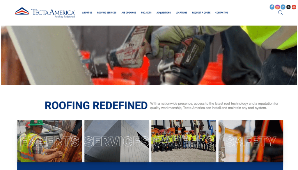 Tecta America Colorado homepage banner highlighting the best roofers in Denver, CO.   