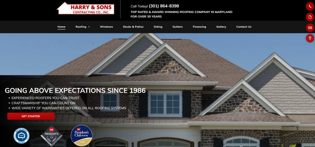 Harry and sons roofing website.