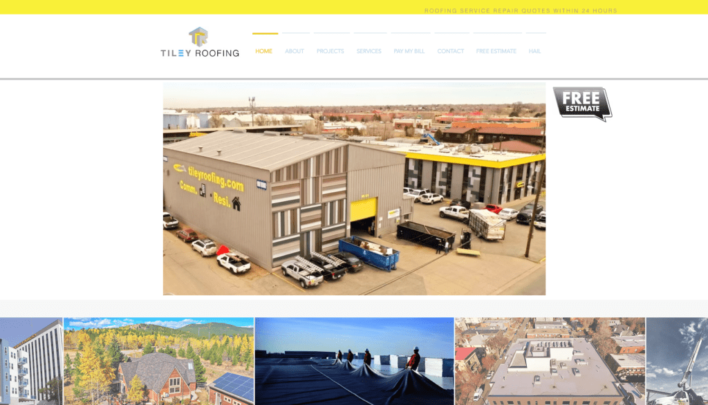 Tiley Roofing homepage banner highlighting the best roofers in Denver, CO.   