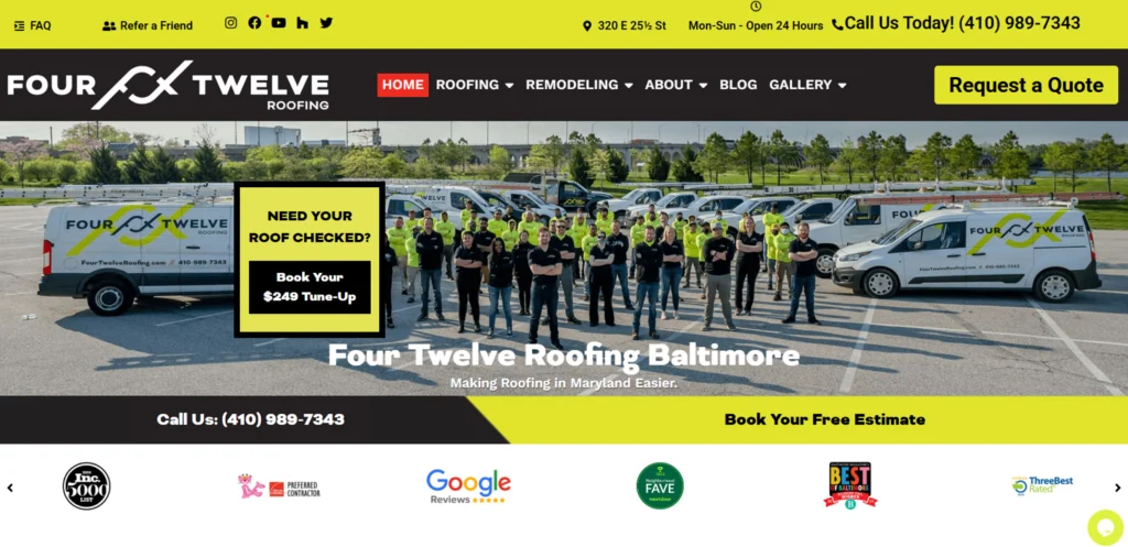 Four Twelve Roofing in Maryland.