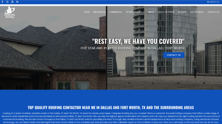 An image of Compass Roofings homepage.